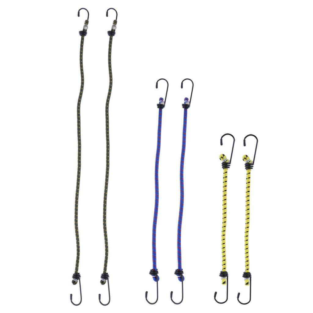 2X 6 Pieces Elastic Bungee Cord Rope Luggage Packing Strap with Hook Outdoors
