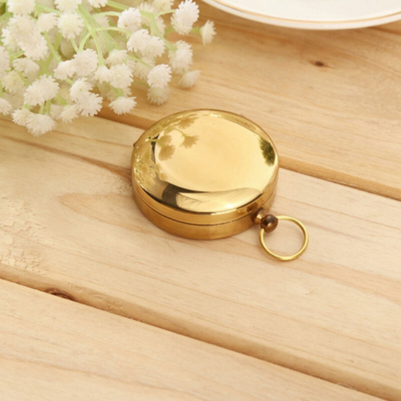 Brass Pocket Watch Style Outdoor Camping Hiking Compass Navigation Keychain、NDD