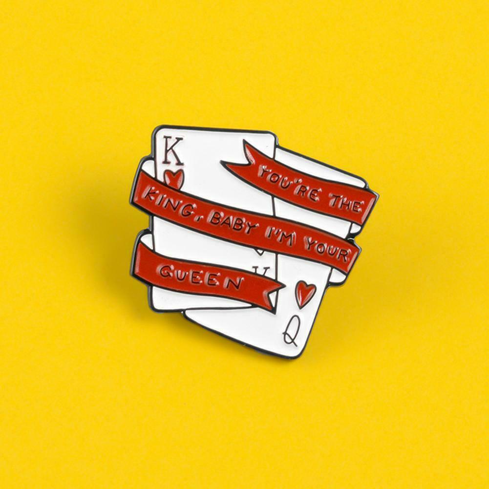 Poker Red Pins Brooches King Queen Lapel Jacket Enamel Badges Jewelry Gifts @