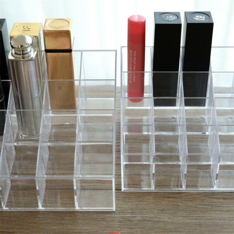 Clear Acrylic 24 Grid Makeup Storage Box Lipstick Polish Display Stand Ho.l8
