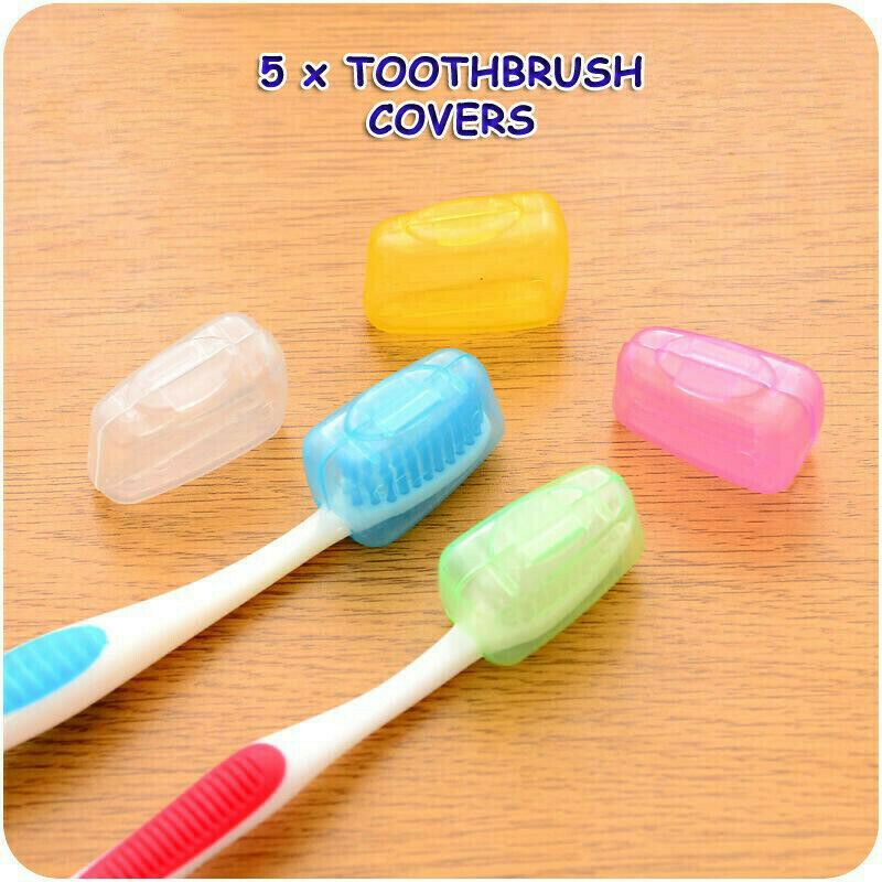 5* Portable Toothbrush Head Covers Travel Camping Holder Brush Cap Case Set
