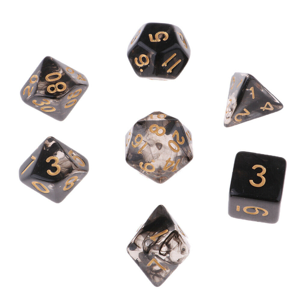 7 Pieces Plastic Clear Transparent Multi-side with Number Dice Set style1