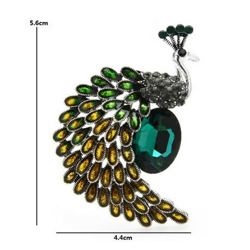 1Pc Green Rhinestone Peacock Brooches Women Office Casual Clothes Brooch .l8