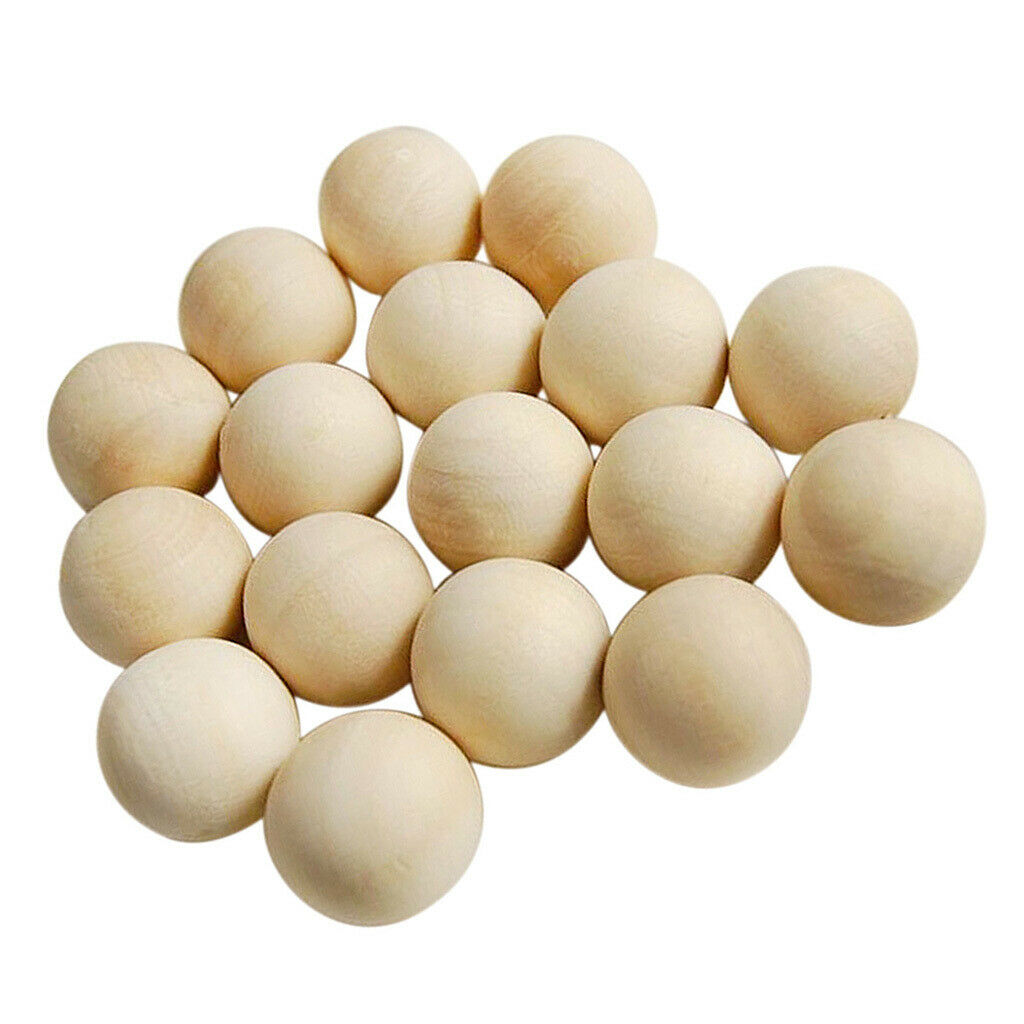 Round Wood Beads 14 MM Unfinished Spacer Beads Natural Craft Loose Beads For DIY