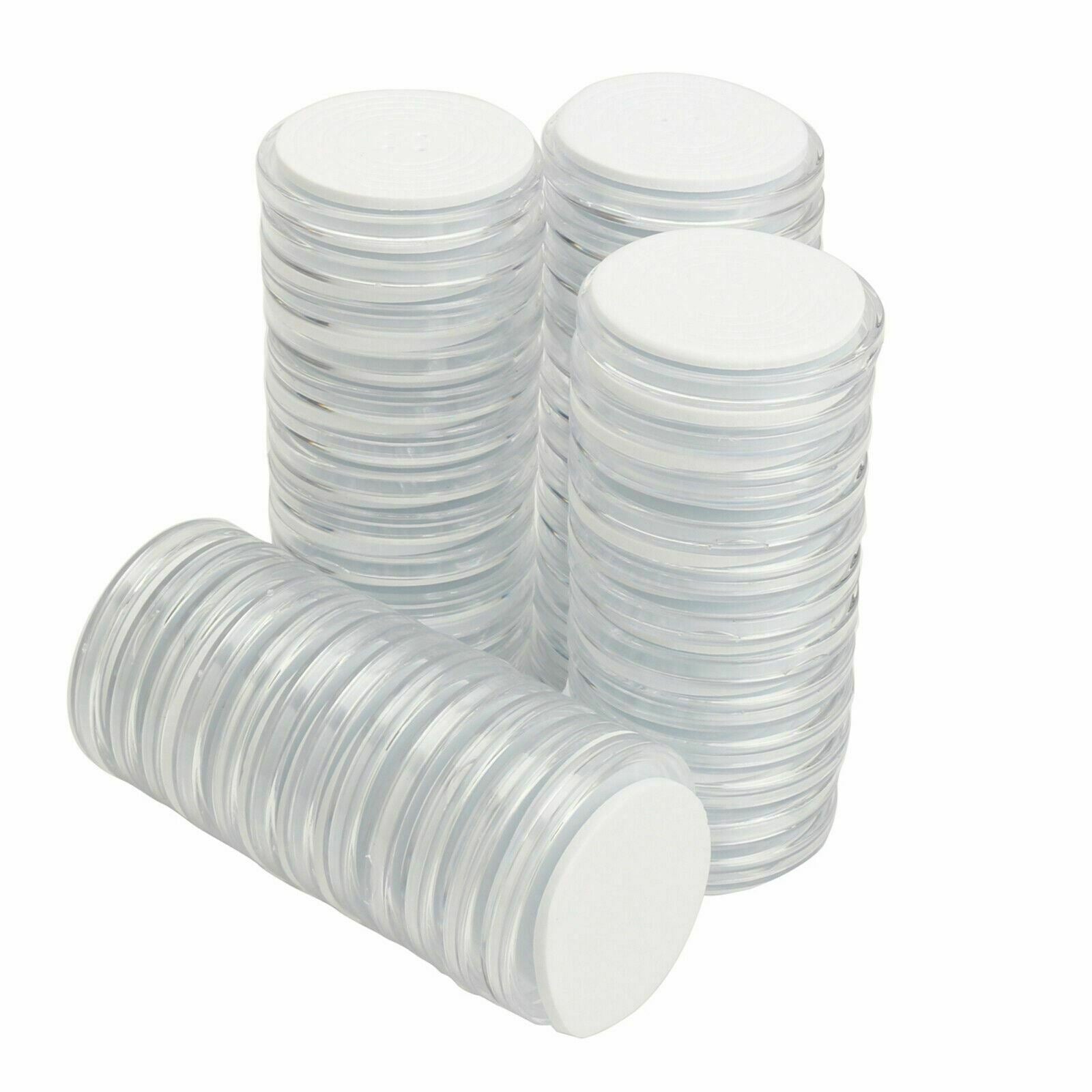 50pcs Clear Coin Plastic Holder Capsule Case Cover Adjustable 19 24 29 34 39mm