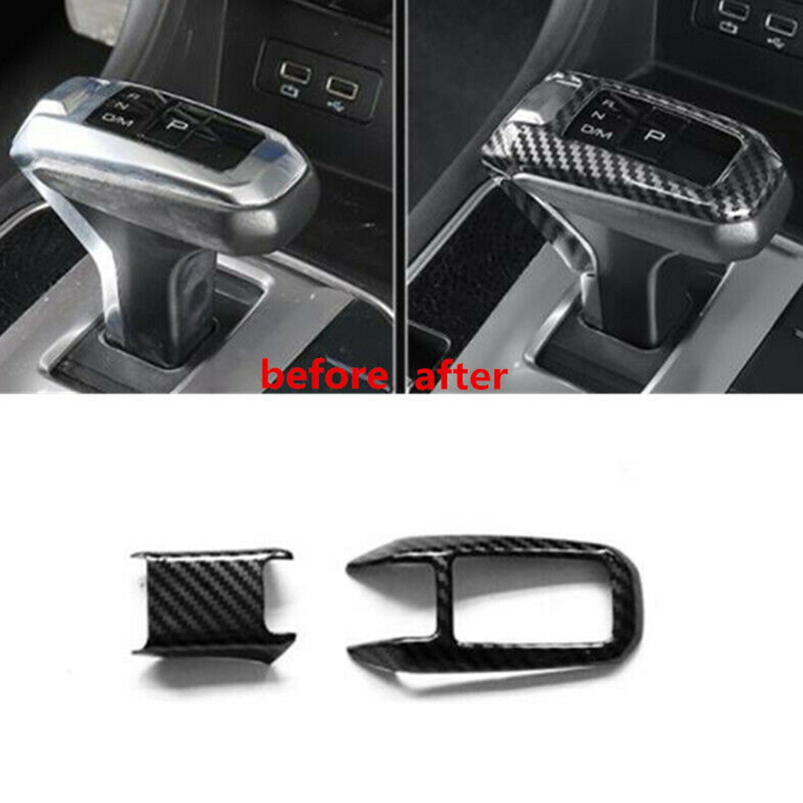 Carbon Fiber 2X Gear Shift Knob Decor Cover Trim For GWM Cannon Ute 2020 2021~
