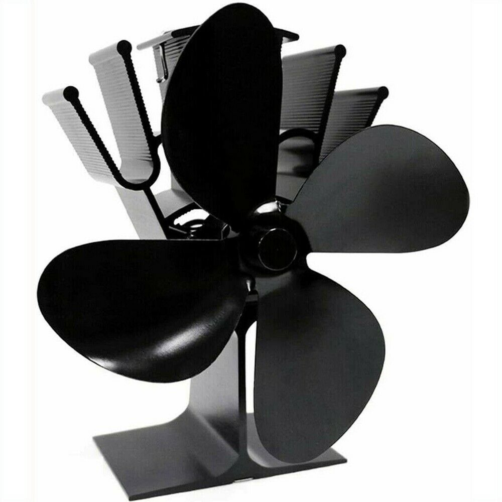 4-Blades Heat Powered Wood Stove Fan Wood Log Burner Eco-Friendly Fireplace Fan