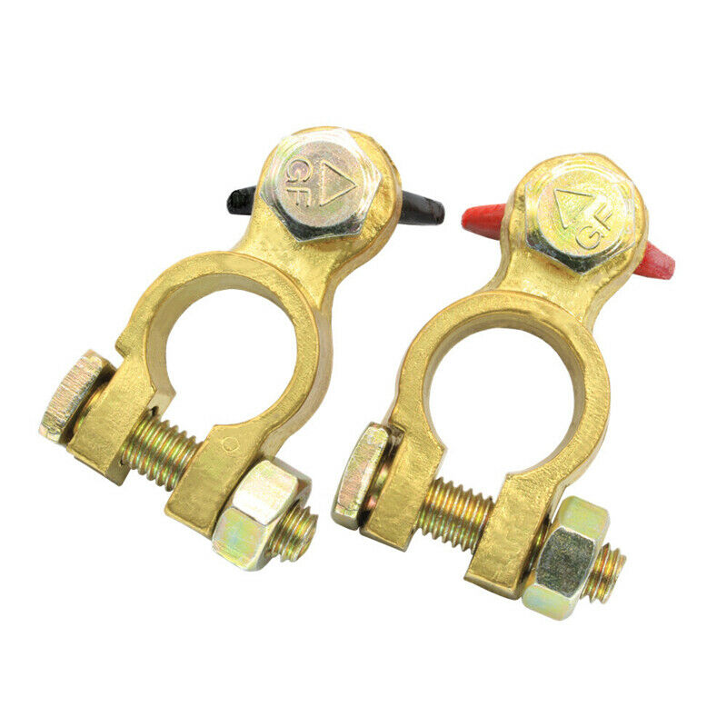 Car Battery Pure Copper Cable Terminal Clamp Clips Connector Negative + Positive