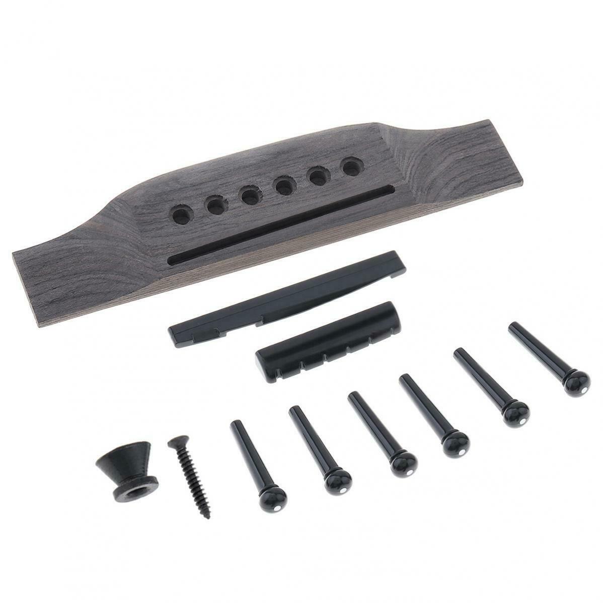 Rosewood Acoustic Guitar Bridge+Bridge Pins Saddle Nut Saddle for 40 41'' Guitar