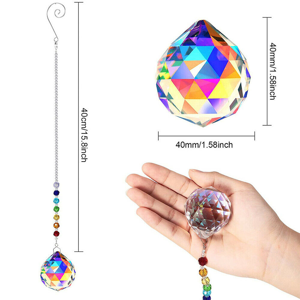 3PCS Crystal Sun Catcher Chandelier Pendant Window Hanging Prisms Garden Decor