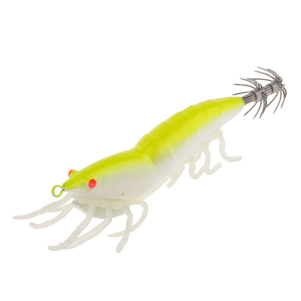 Squid Jig Hard Fishing Lures Shrimps Prawn Luminous Tail Glow in Dark Artificial
