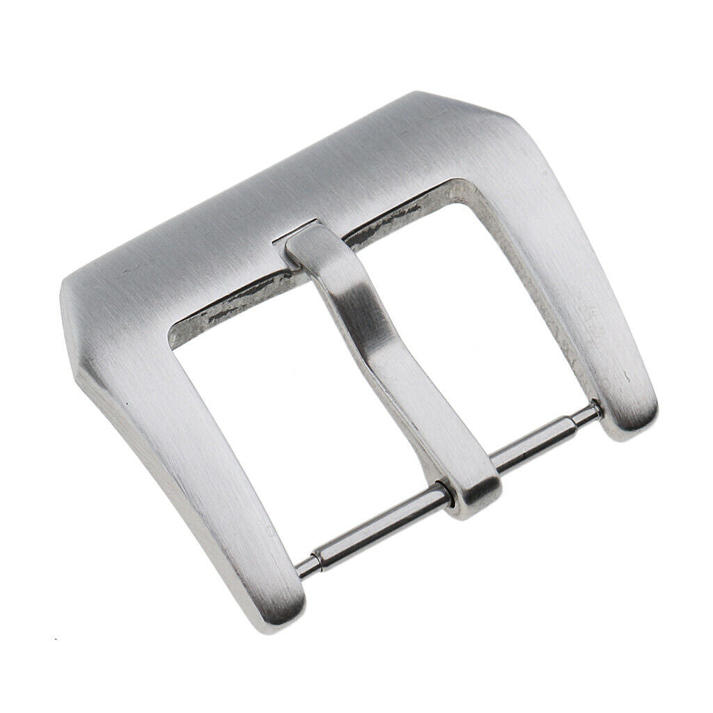 Brushed Stainless Steel Watch Band Screw-in Pin Buckle Head Clasp 20mm