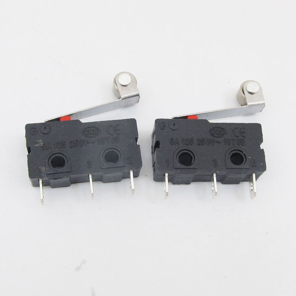 100pcs Mini Micro Switch Metal Roller Lever Limit Switch N.O/N.C 5A 125V 20x10mm