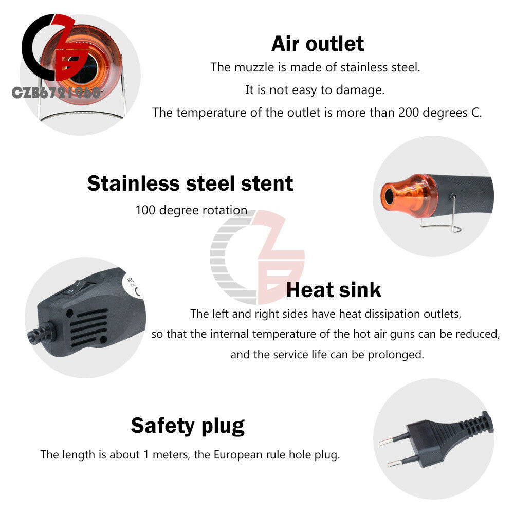220V 300W Heat Gun EU Plug Hot Air High Temperature Electric Shrink Power Nozzle