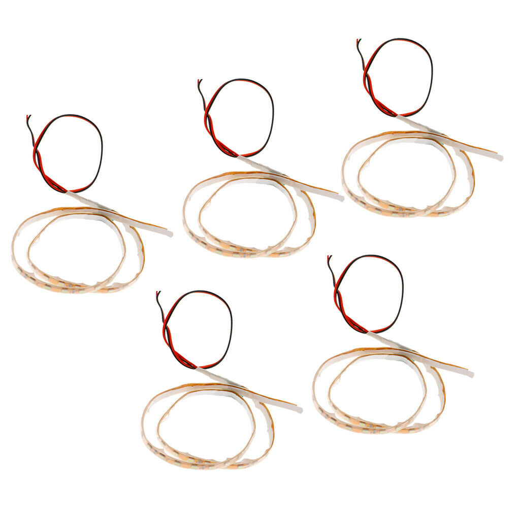 5 Pieces Multi-Color LED Motorcycle Ground Strip Light Kit w/ Wire White