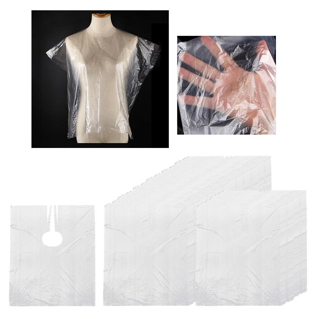 200x PE Disposable Hair Cutting Cape Gown Unisex Hair Cut Capes Apron Gowns