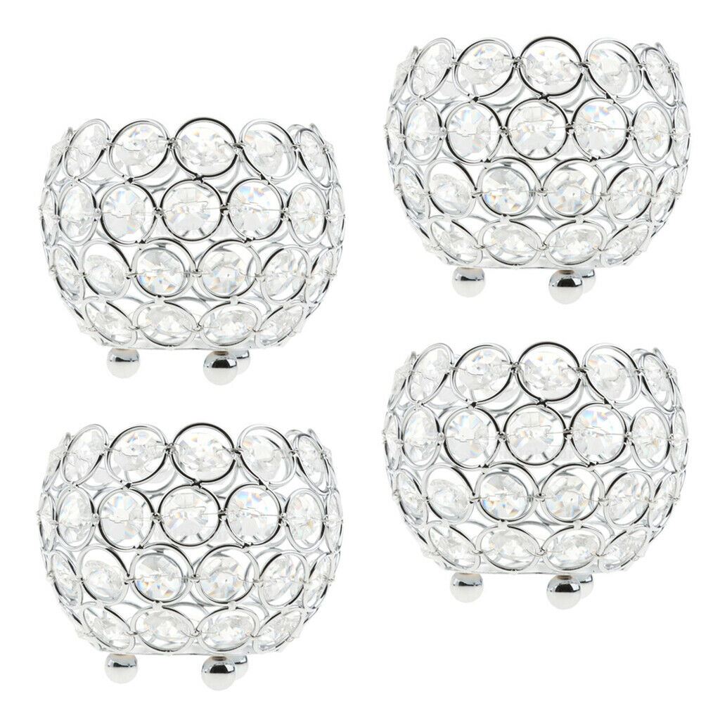 Set Of 4 Crystal Ball Tealight Holder Candlestick Candle Holder Home Romantic