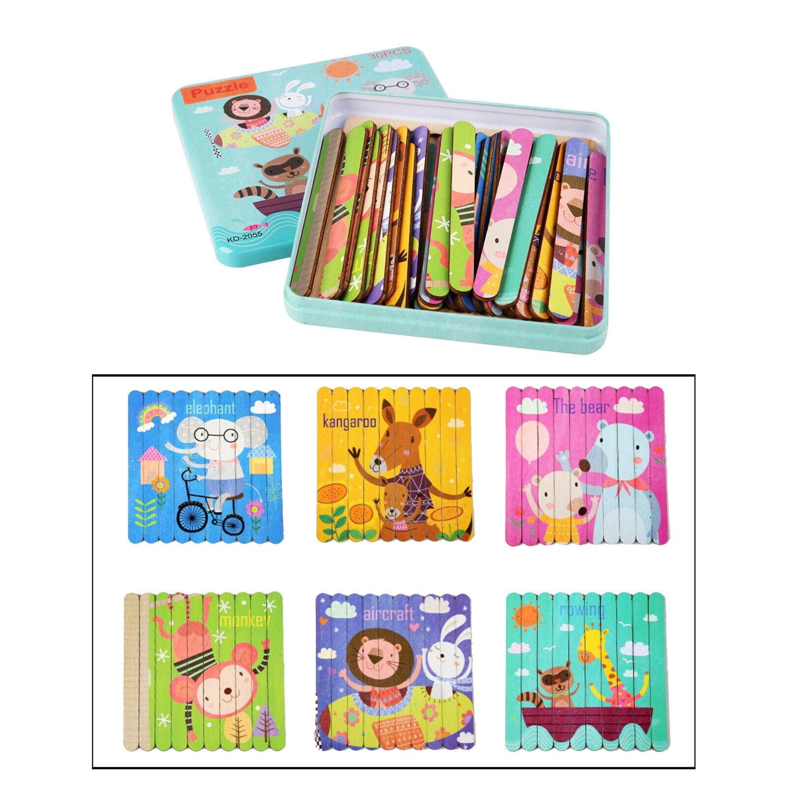 Animals Wooden Jigsaw Puzzles Stacking Toys Peg Puzzle for Toddlers Kids