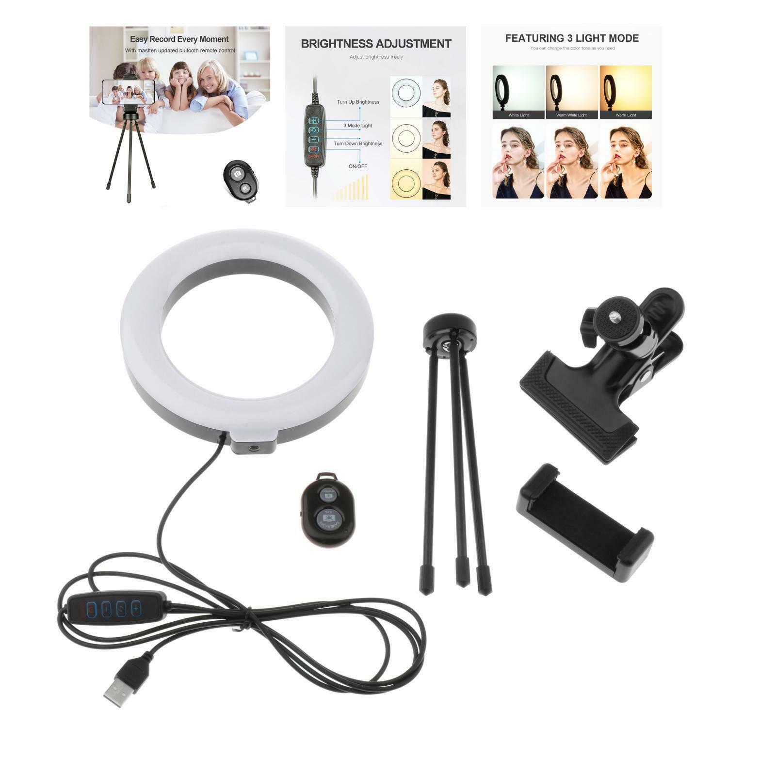 6" Makeup Selfie Ring Light Mini Led Ringlight Lighting Lamp for Live Stream