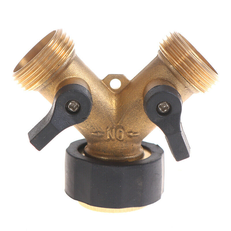 1Pcs Brass 2 Way Garden Hose Splitter Y Valve Water Tap Connector AdapterBDAU