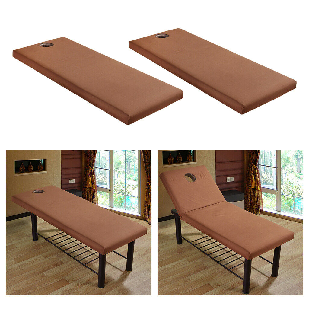 Pack 2 Beauty Salon Massage Table Cover Spa Bed Fitted Sheet 70x190cm Coffee