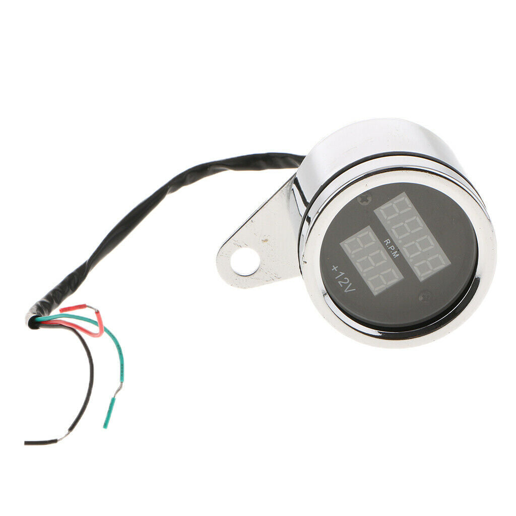 Universal Motorcycle 2 Fuel Tachometer Voltmeter Voltage LED Indicator