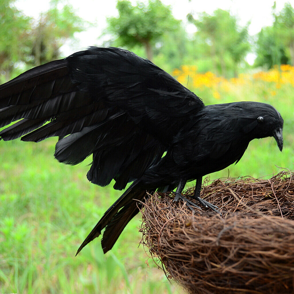 Artificial Crow Ravens Halloween Decoration Re stic Feathered Ravens