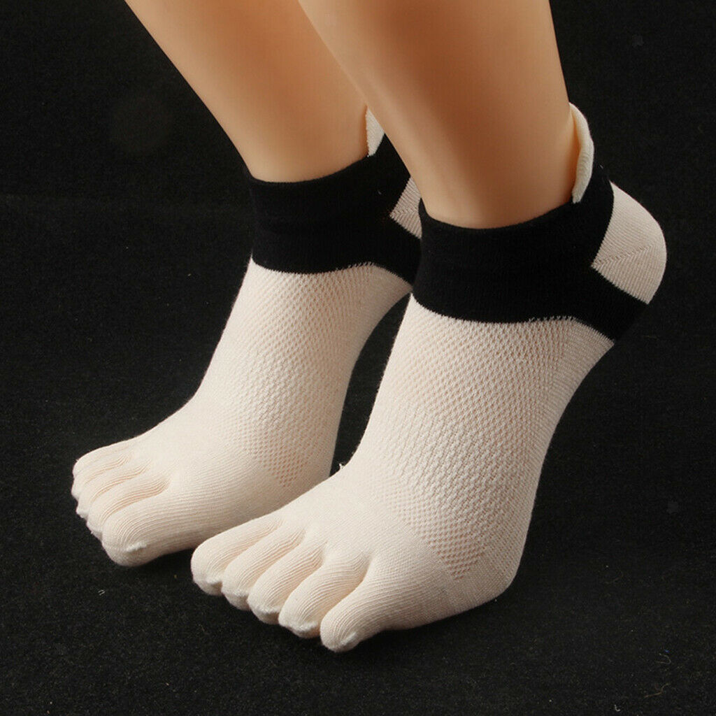 2 Pairs Toe Socks Net Sweat Absorb No Show Sports Yoga Crew Socks Hosiery