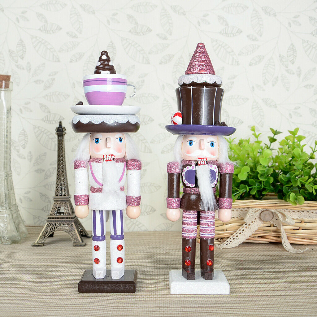 25cm Wooden Solider Nutcrackers w/ Cake Cookie Hat Christmas Decoration Ornament