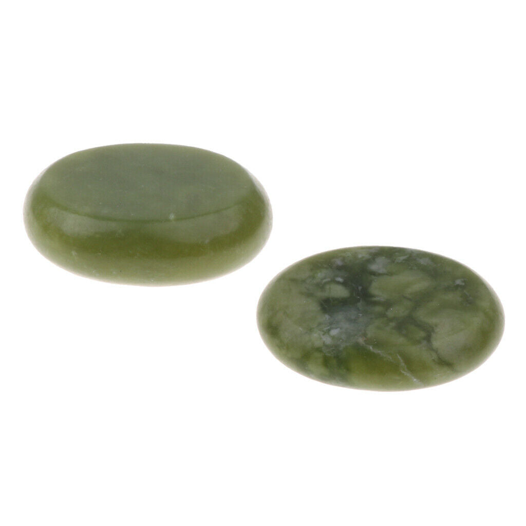 2x Professional Green Body Massage Essential Jade Stones Set for Fatigue Relief