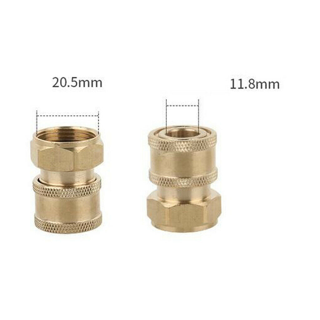 2pcs Brass Pressure Washer Garden Hose Quick Adaptor M22 Male to M22 Female