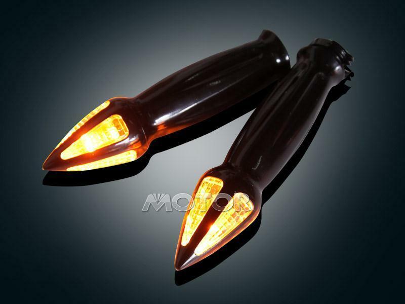 1" Spike Handlebar Hand Grips Turn Singal For Chopper Cafe Racer Bobber
