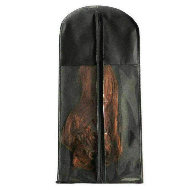Wig Hangers Hair Extension Carrier Storage Case Wig Stands Dust Proof Bag Black