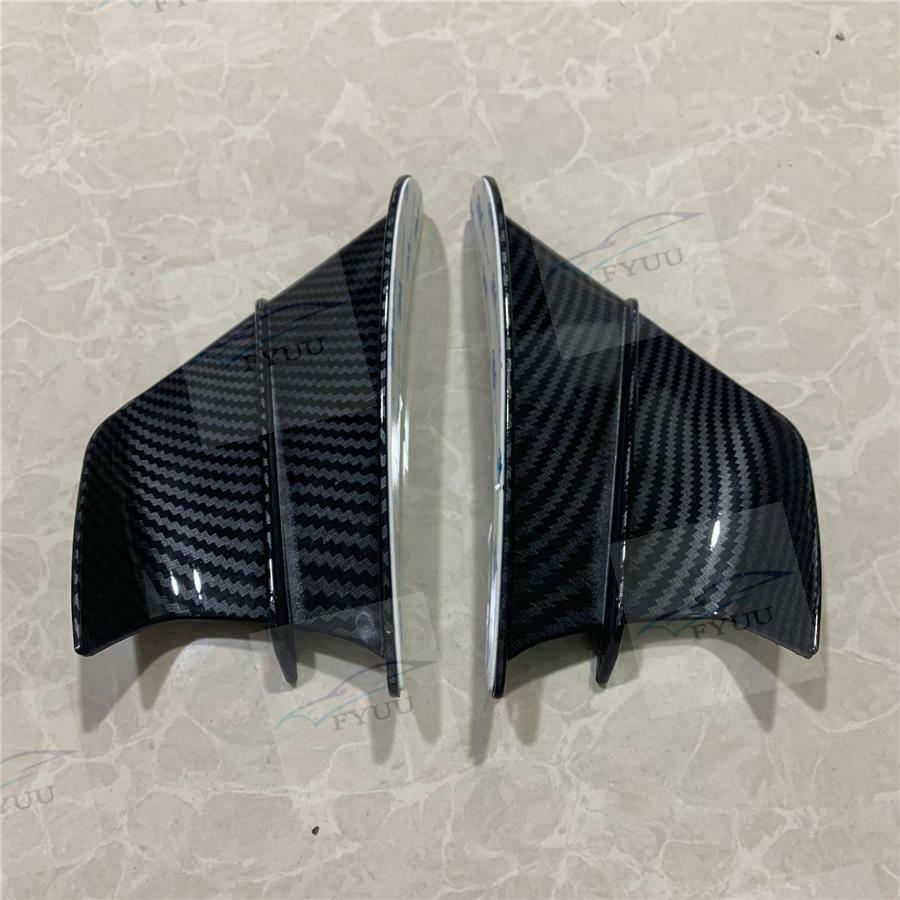 2pc Universal Motorcycle Glossy Carbon Fiber Side Winglets Wind Fin Spoiler Trim