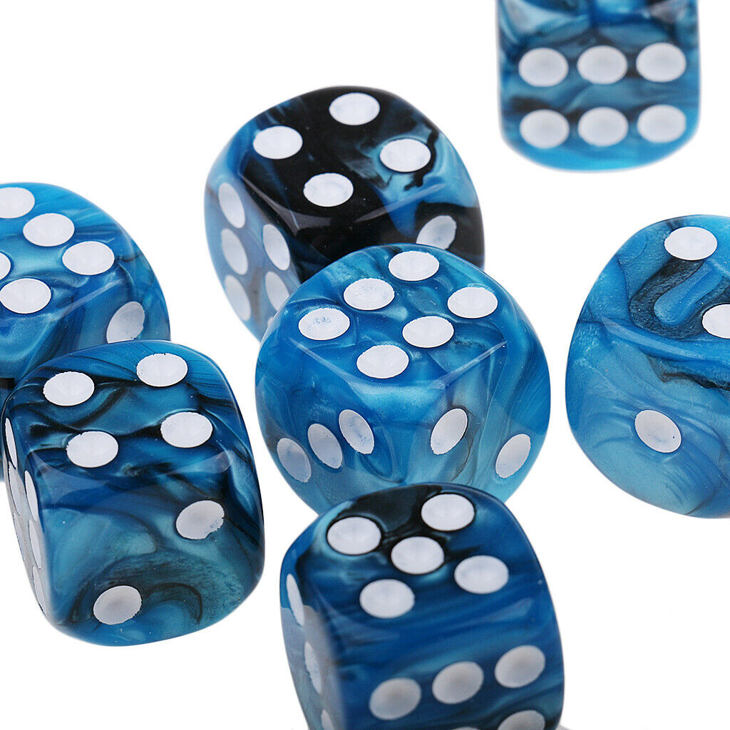 10x Blue Black Dices D6 Six Sided 16mm D6 for MTG RPG Table Board Game Toys