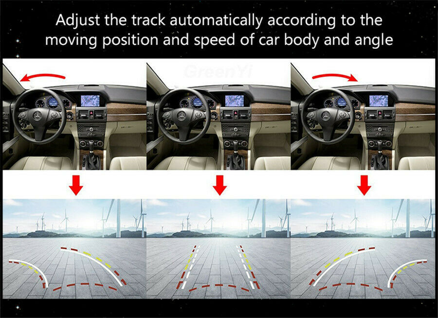 Car Dynamic Trajectory Moving Guide Line Rear View Reverse Camera + 6 Meter Line