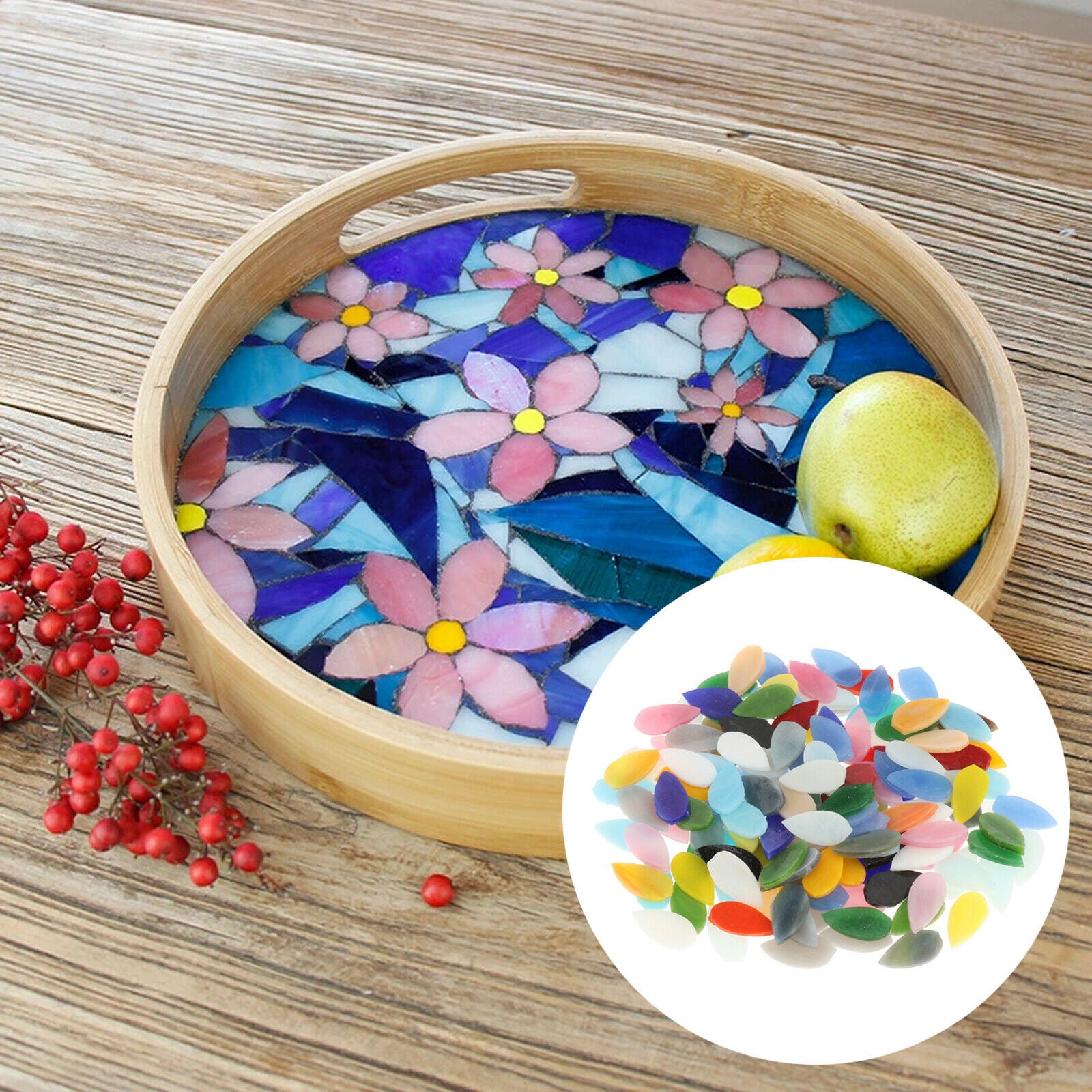 150Pack Mixed Colors Mosaic Tiles Stained Glass Stepping Stones Decoration