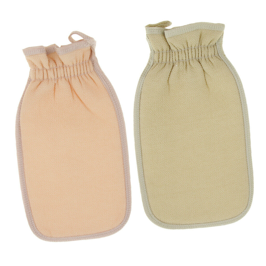 Exfoliating Bath Rubbing Golves Body Scrub Shower Towel Mitt Light Yellow