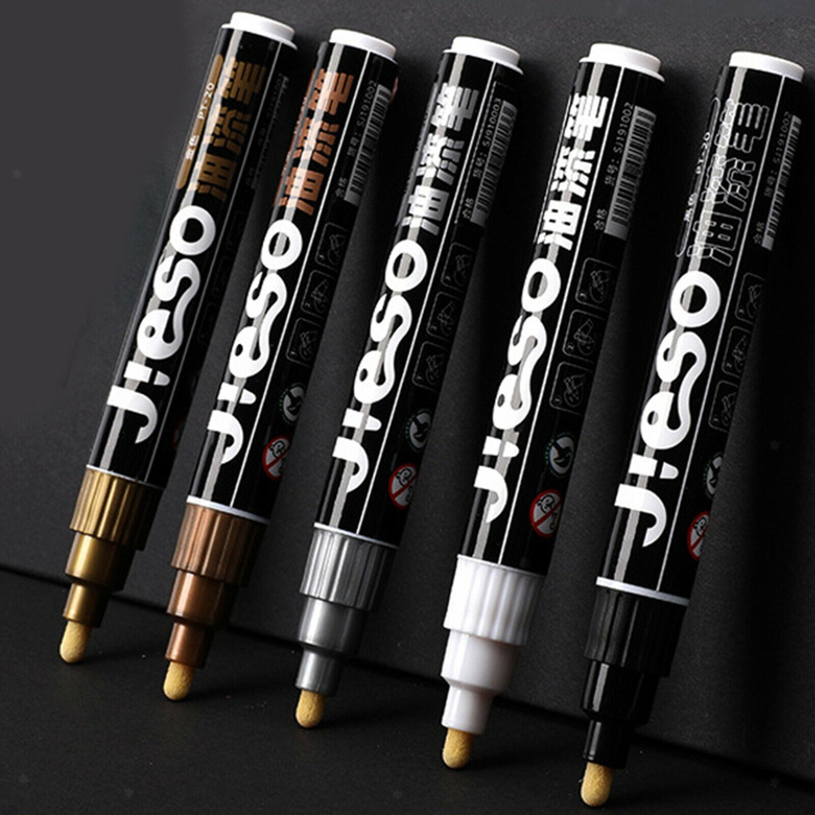 5Pcs Waterproof Metallic Marker Pens Paint for DIY Metal Wood Glass Painting