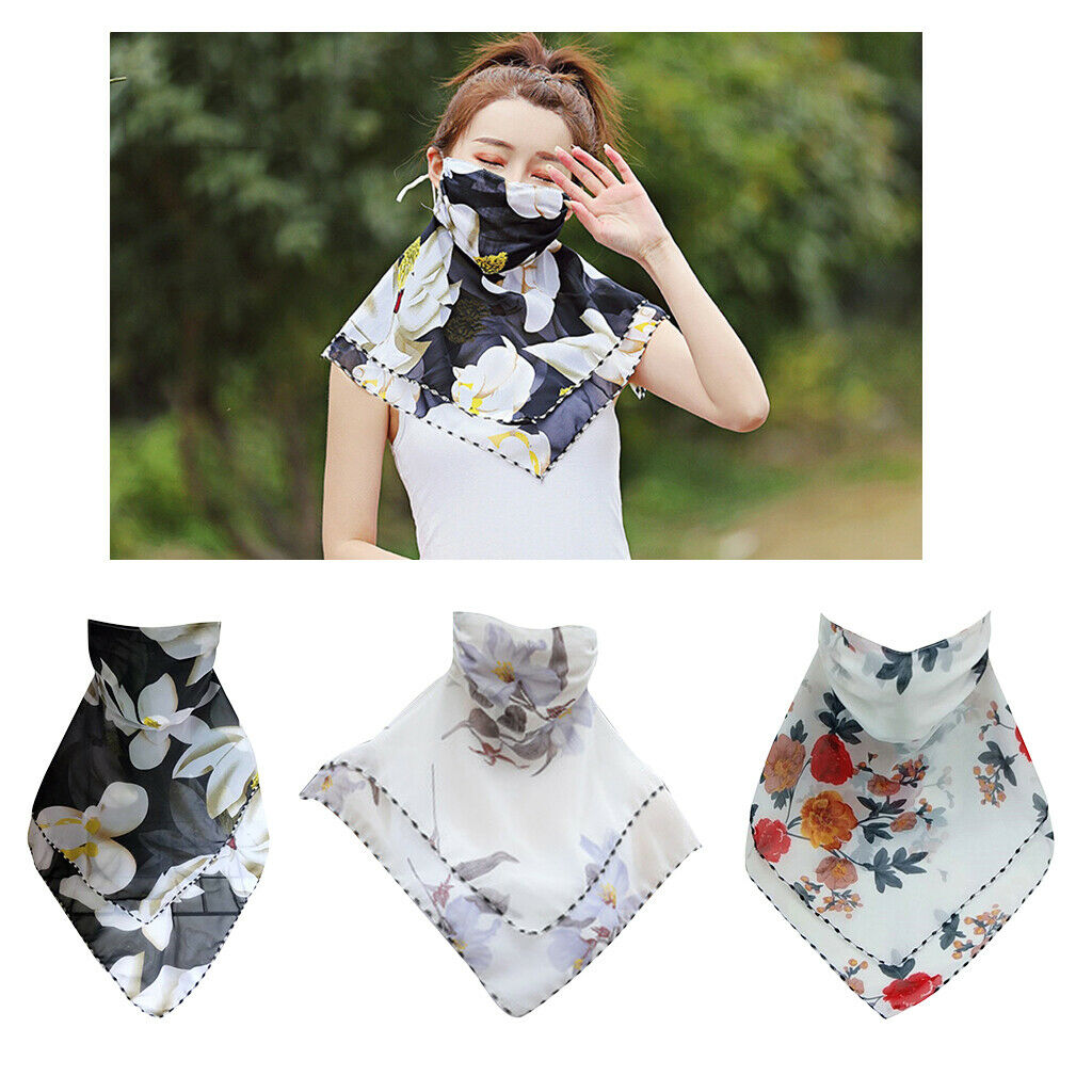 3 Pack Floral Face Scarf Outdoor Dust-proof Sun Protective Silky Scarf