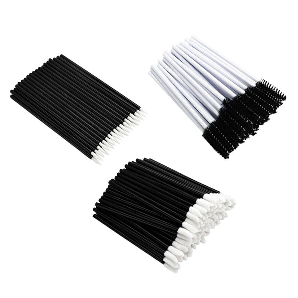 150Pcs Disposable Eyelash Mascara Wands Lip Eyeliner Makeup Brush Kit Black