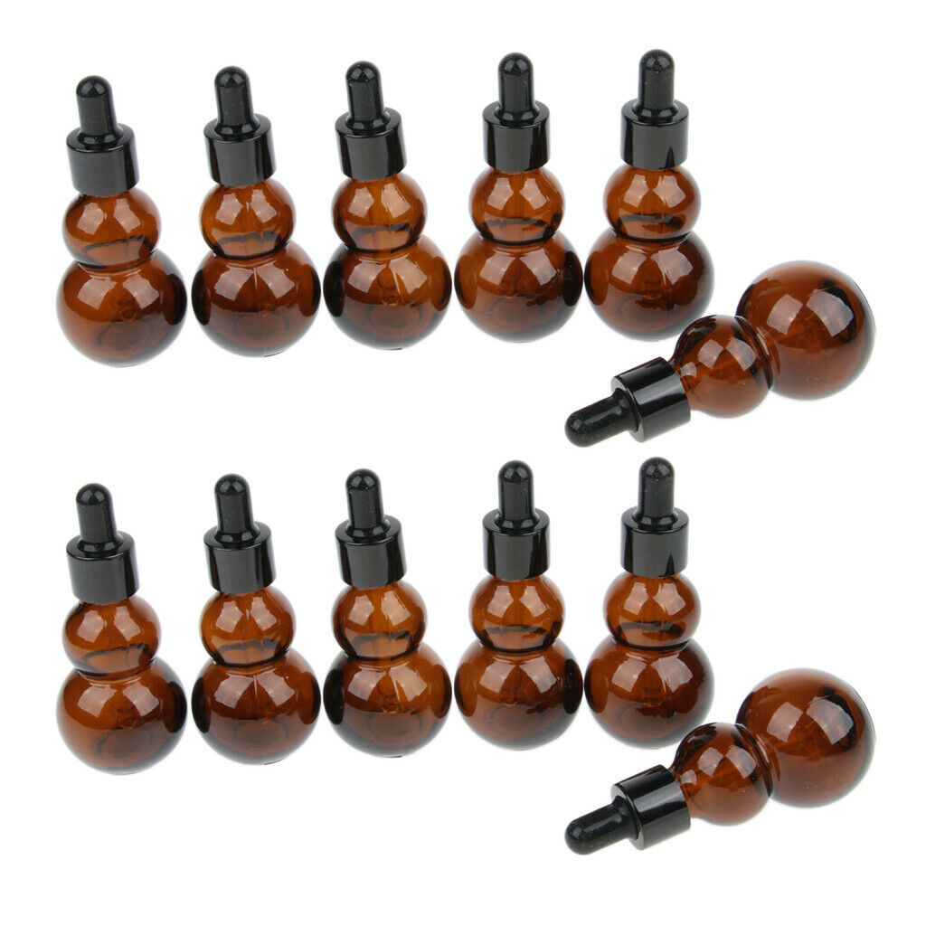 12 Pieces Gourd Glass Dropper Bottles For Essential Oil Makeup Liquid 20ml