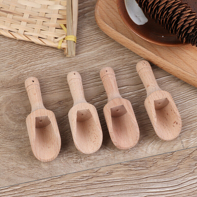 4pcs Wooden Coffee Tea Scoops Mini Candy Bath Salt Spices Flavors Spoo.l8