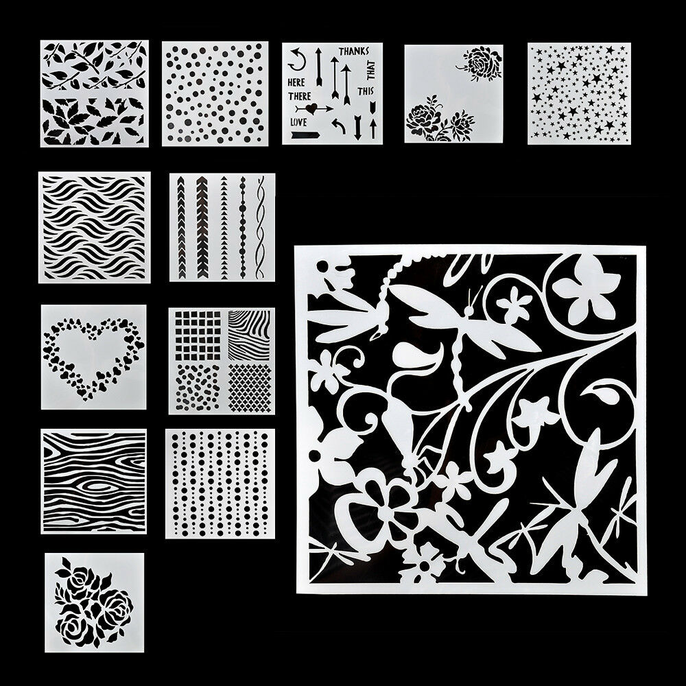 13PCS Embossing Template Scrapbooking Walls Painting Layering Stencils HOT
