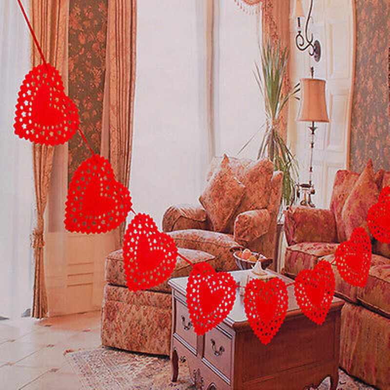 Heart Nonwovens Fabric Flag Party Garland Decor Banner Bunting Wedding  XGM Qx