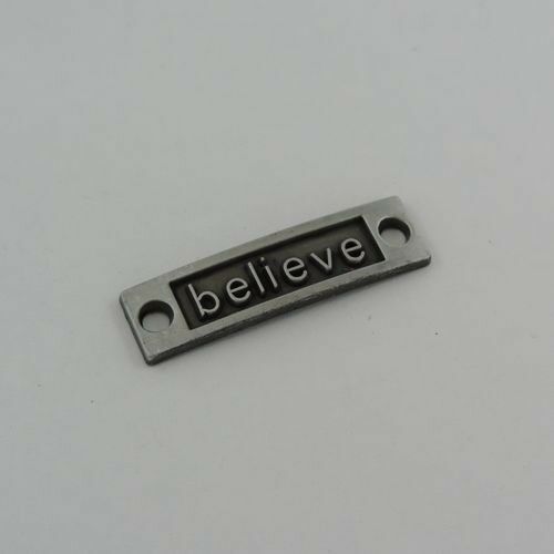 12PCS Gun Black Alloy Connector Believe Engraved Word Charm Pendant Craft 35x9mm