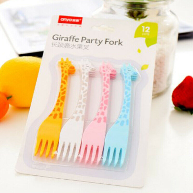 12pcs/set Cartoon Giraffe Shape Food Picks Fruit Snack Toothpick Desert F.l8