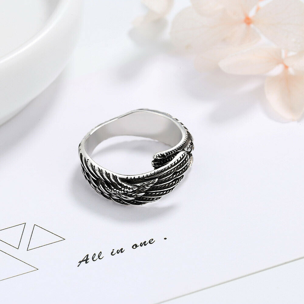 Punk Hip-Hop Adjustable Feather Wings Retro Style Open Finger Wings Open Ring