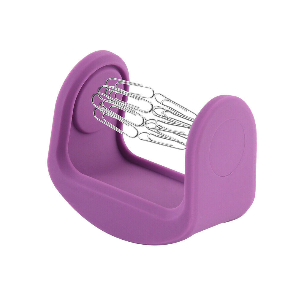Magnetic Silicone Paper Clip Swinging Holder Office Desk Organizer Purple