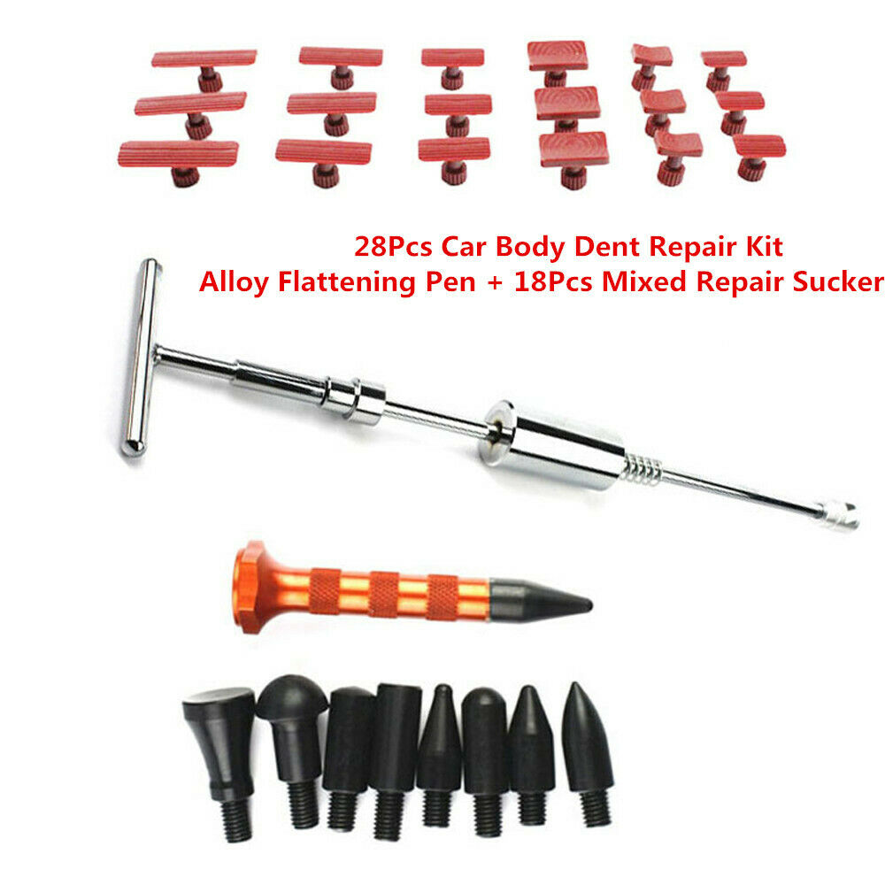 28X Car Body Dent Repair Kit Alloy Flattening Pen+18X Mixed Repair Sucker Handy